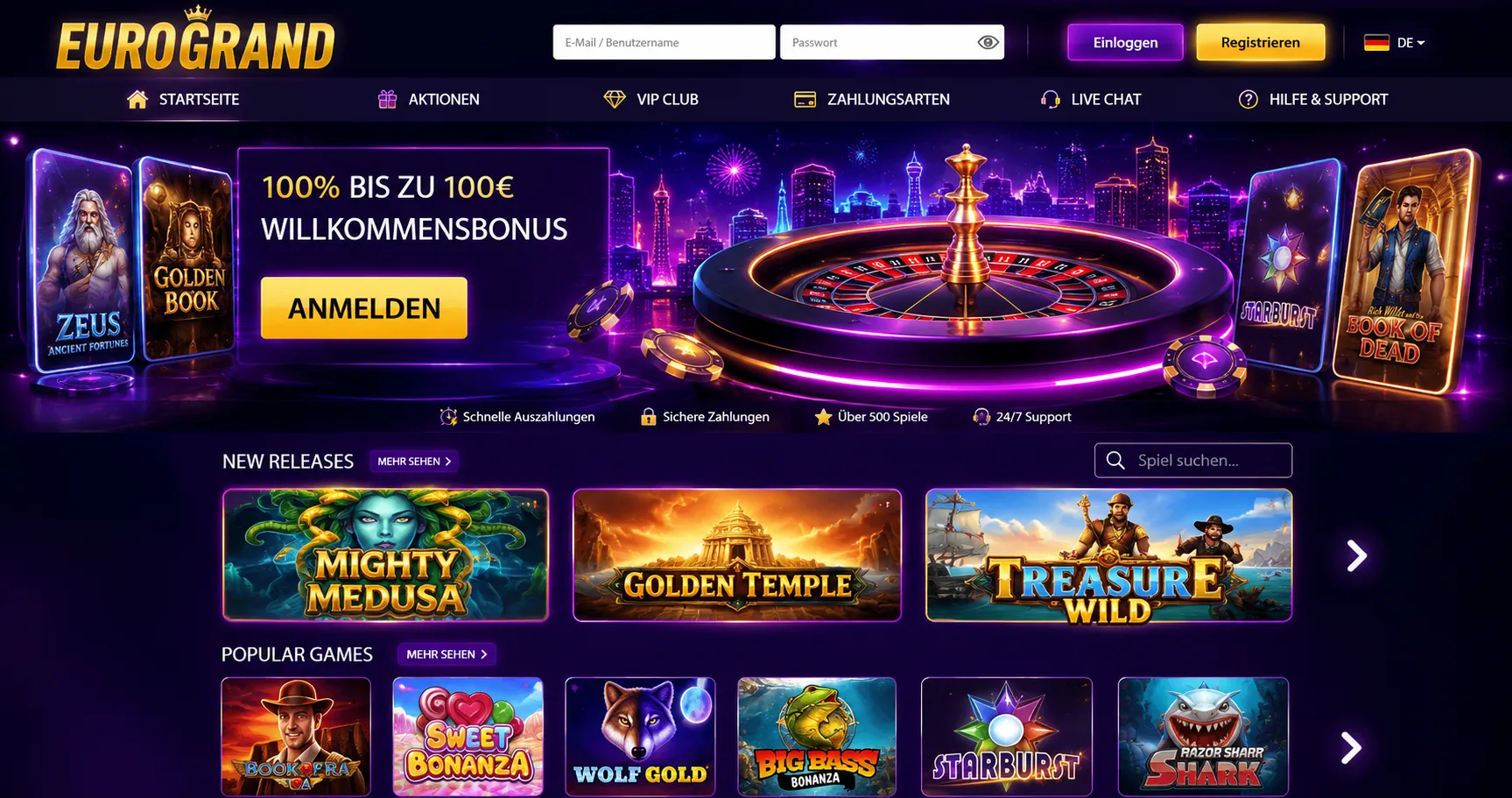 Casino website ontwerp